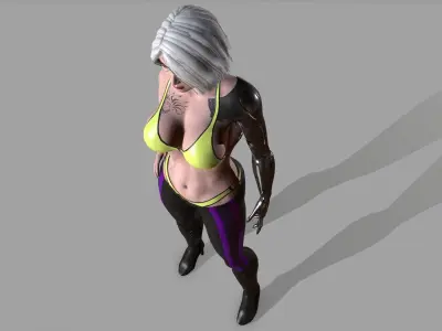 Cyberpunk Girl Low-poly 3D model