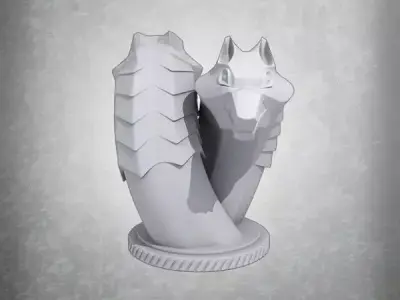 Witcher Silver Sword Double Wolf Head Pommel 3D print model