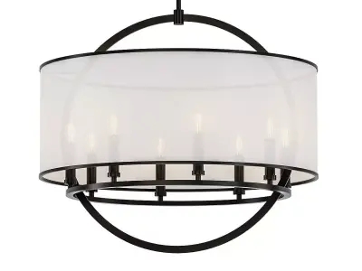 Harlan 8 round pendant light with shade 3D model
