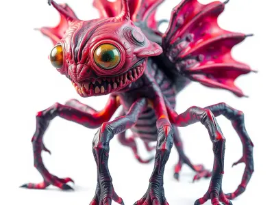 Alien Creature Model Pack with Detailed Textures Low-poly 3D model