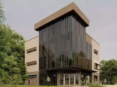 Four Storey Library Low-poly 3D model