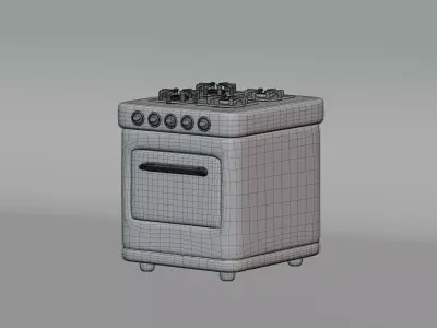 Cooker Gas Stove Low-poly 3D model