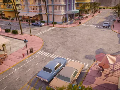 MIAMI VICE CITY ART DECO BUILDING SCENE DEMO FILE Low-poly 3D model