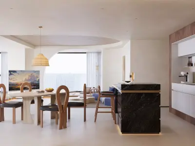 Japandi Minimalist Living and Dining Suite 3D model