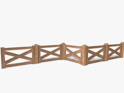 Wooden Fence Low-poly 3D model 4