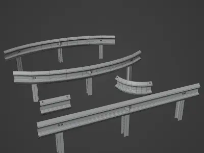 Kit road fence kit Low-poly 3D model Low-poly 3D model