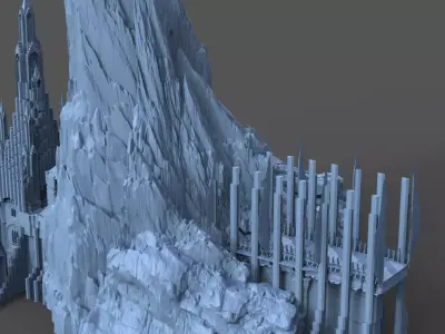 Ancient Elden Irish Cathedral Mountain Castle 3D model