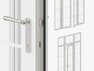 Classic style glass doors with OPENING option 3D model