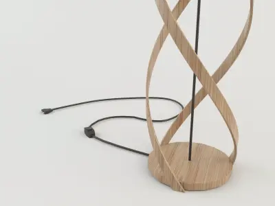 Bamboo floor lamp 3 Low-poly 3D model