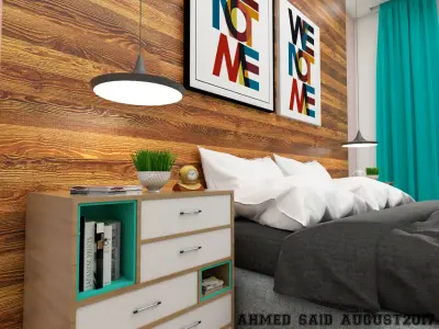 Master bedroom interior scene 3D model