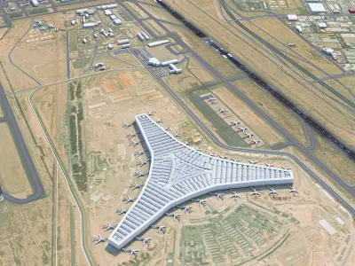 Kuwait Airport 10km Low-poly 3D model