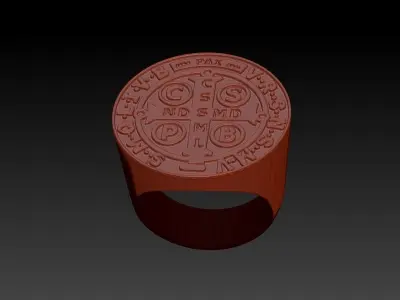 St Benedict Exorcism Ring Christian Catholic Jewelry 3D print model