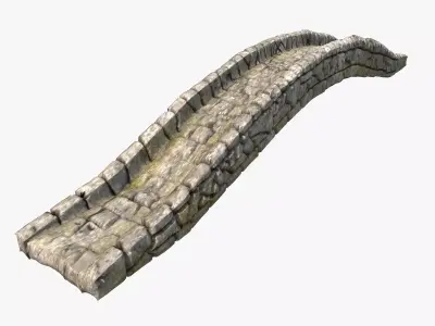 Low poly detailed stone bridge Low-poly 3D model