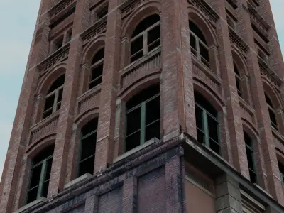 Brick Block Building  Free 3D model