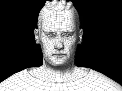 Warrior man Low-poly 3D model