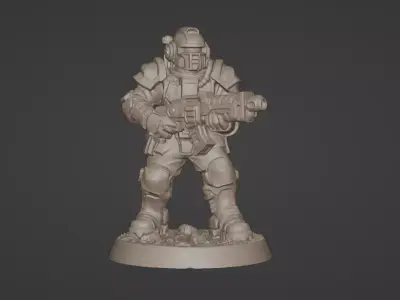 Armored Recon Trooper 32 mm One Piece STL 3D print model