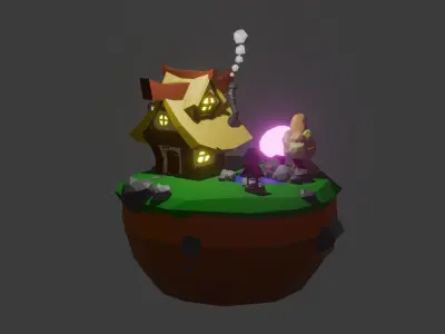 Low Poly Small House Landscapes Free 3D model