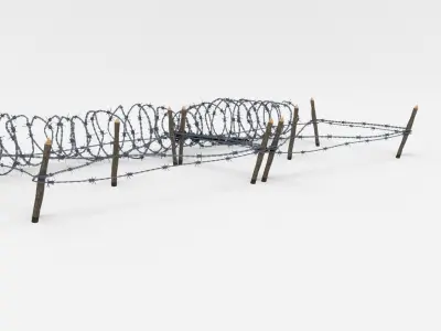 Low Poly Barb Wire Obstacle Low-poly 3D model