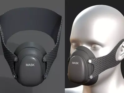 Gas mask protection futuristic technology  Low-poly 3D model