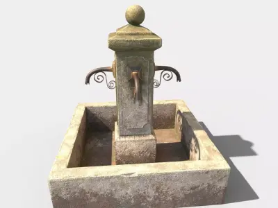 Old Ancient Fountain Low-poly 3D model