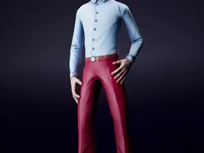 Cyberpunk character in 80s style - LowPoly - GameReady - Riged Low-poly 3D model