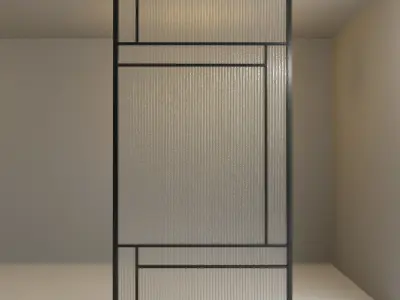 Glass partition door 80 Low-poly 3D model