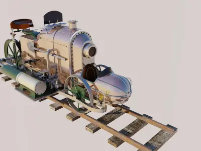 Rail Motorcycle Steampunk 3D model