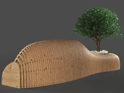 bench737 bench made from corrugated cardboard 3D model