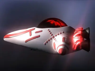 Basic Red Lines Spaceship Low-poly 3D model