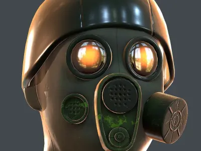 Gas mask helmet 3d model scifi Low-poly  Low-poly 3D model