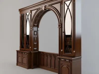 Cabinet bookcase with arched door 3D model