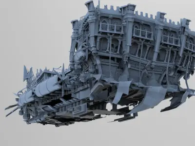 Fantasy Manowar Ship hull base 1 Low-poly 3D model