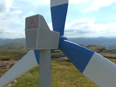 Animated Wind Farm Power Plant Turbine PBR Low-poly 3D model