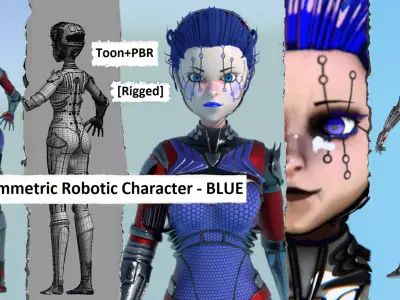 ARC Combat animation Red vs Blue Low-poly 3D model