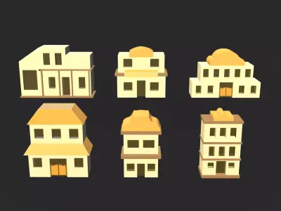 Cartoon Building Collection Low-poly 3D model