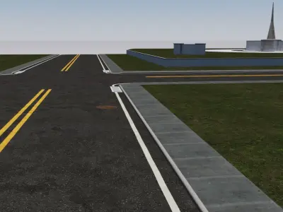 American Road Intersection Low-poly 3D model