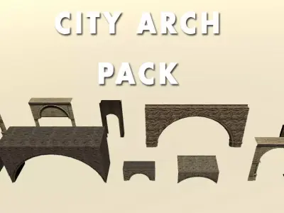 Archs city assets for game Low-poly 3D model