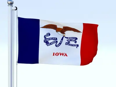 Animated Iowa Flag Low-poly 3D model
