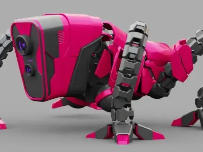 Octopus robot rigged - animated character 3D model
