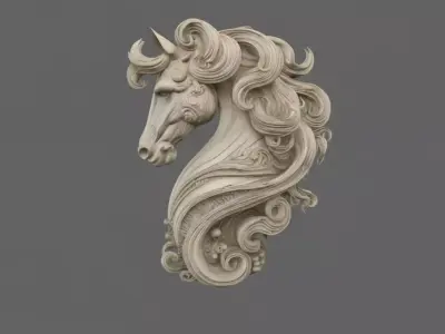 Bust Statue Horses 3D print model 3D model