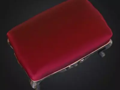 French Victorian grand piano bench 3D model