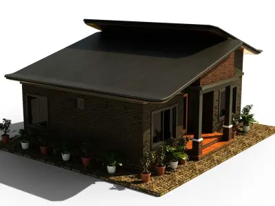 Modern House 002 Low-poly 3D model