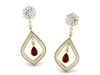 Gold Diamond Women Earring 3D print Model 3D print model 23