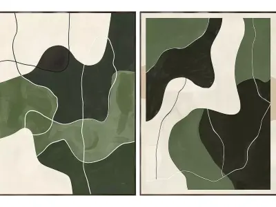Modern Green Painting abav450 abav451 3D model
