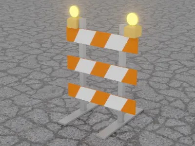 Road Closed Barrier 2 Low-poly 3D model