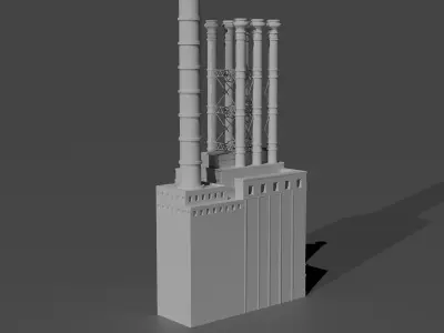 Historic Brick Power Plant Industrial Steam Factory Game Ready 3D print model