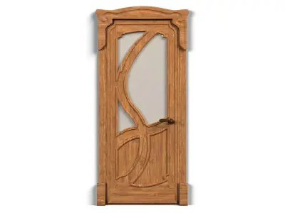 Door0017 wooden door with ornate design 3D model