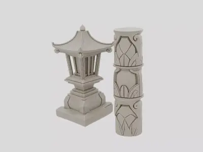 Ancient Fantasy Stone Standing Lantern for 3D print 3D model