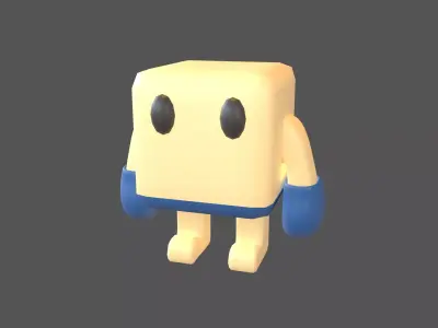 Cube Character 00003 Boxer Blue Low-poly 3D model