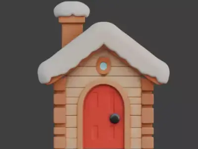Cozy Winter Christmas Log Cabin 3D Model Low-poly 3D model